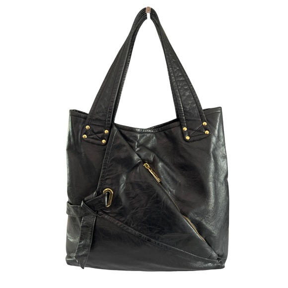 Kooba Natasha Black Leather Tote Bag Slouchy Soft Gold Hardware And Dust Bag - Picture 1 of 15